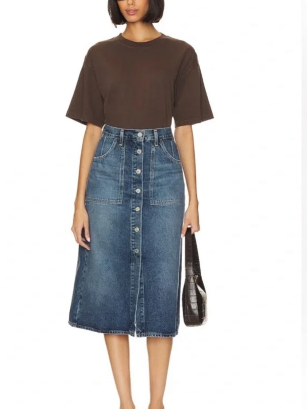 Citizens of Humanity Anouk Denim Button Down midi Skirt - Picture 3 of 13